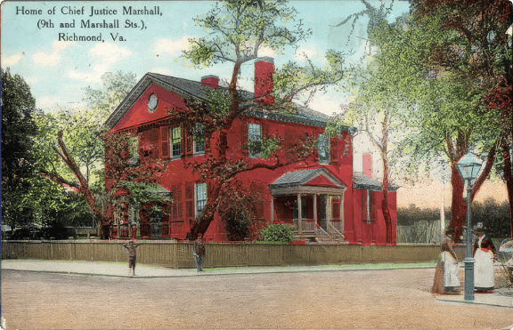old Postcard image of the John Marshall House in Richmond, Virginia