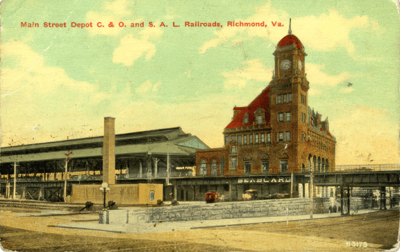 old Postcar dimage of Main Street Station in Richmond, Virginia